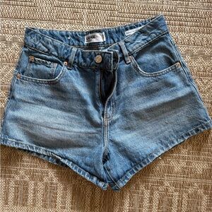Garage Light Blue High-Rise Denim Shorts